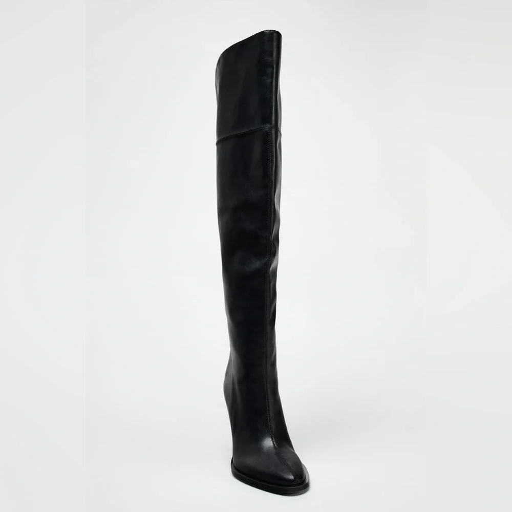 ZARA NWT! XL OVER THE KNEE‎ HEELED BOOTS